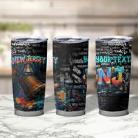Personalized New Jersey Liberty Bell Graffiti Tumbler Cup Urban Street Art - Hand Drawn City Tagging