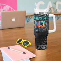 Personalized New Jersey Liberty Bell Graffiti Tumbler With Handle Urban Street Art - Hand Drawn City Tagging