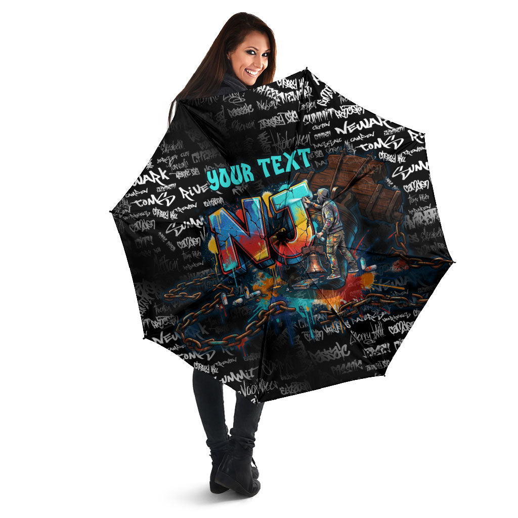Personalized New Jersey Liberty Bell Graffiti Umbrella Urban Street Art - Hand Drawn City Tagging