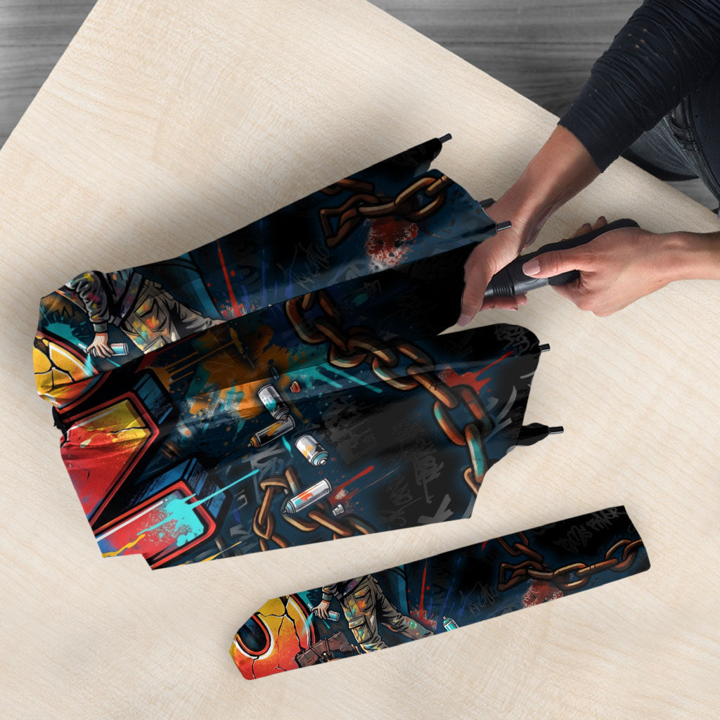 Personalized New Jersey Liberty Bell Graffiti Umbrella Urban Street Art - Hand Drawn City Tagging