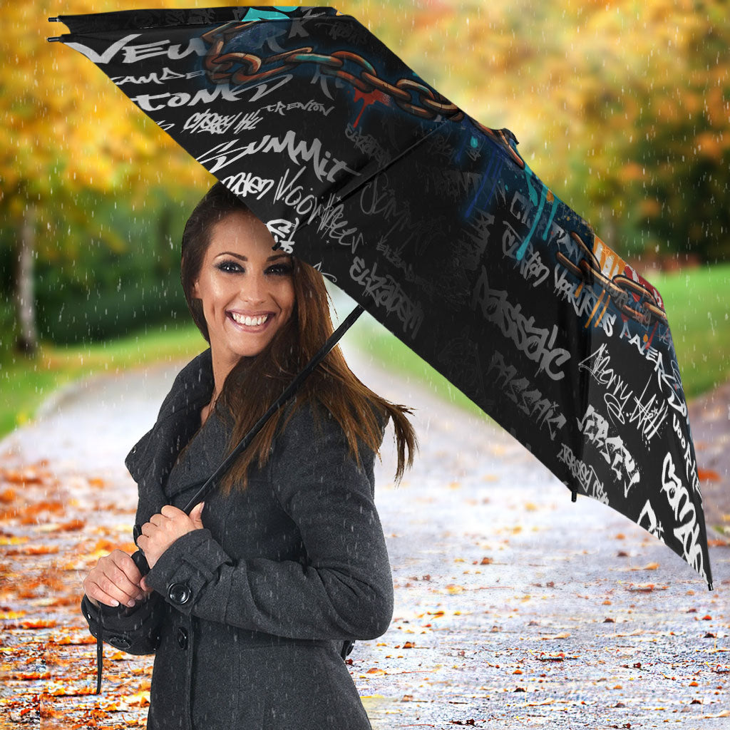 Personalized New Jersey Liberty Bell Graffiti Umbrella Urban Street Art - Hand Drawn City Tagging