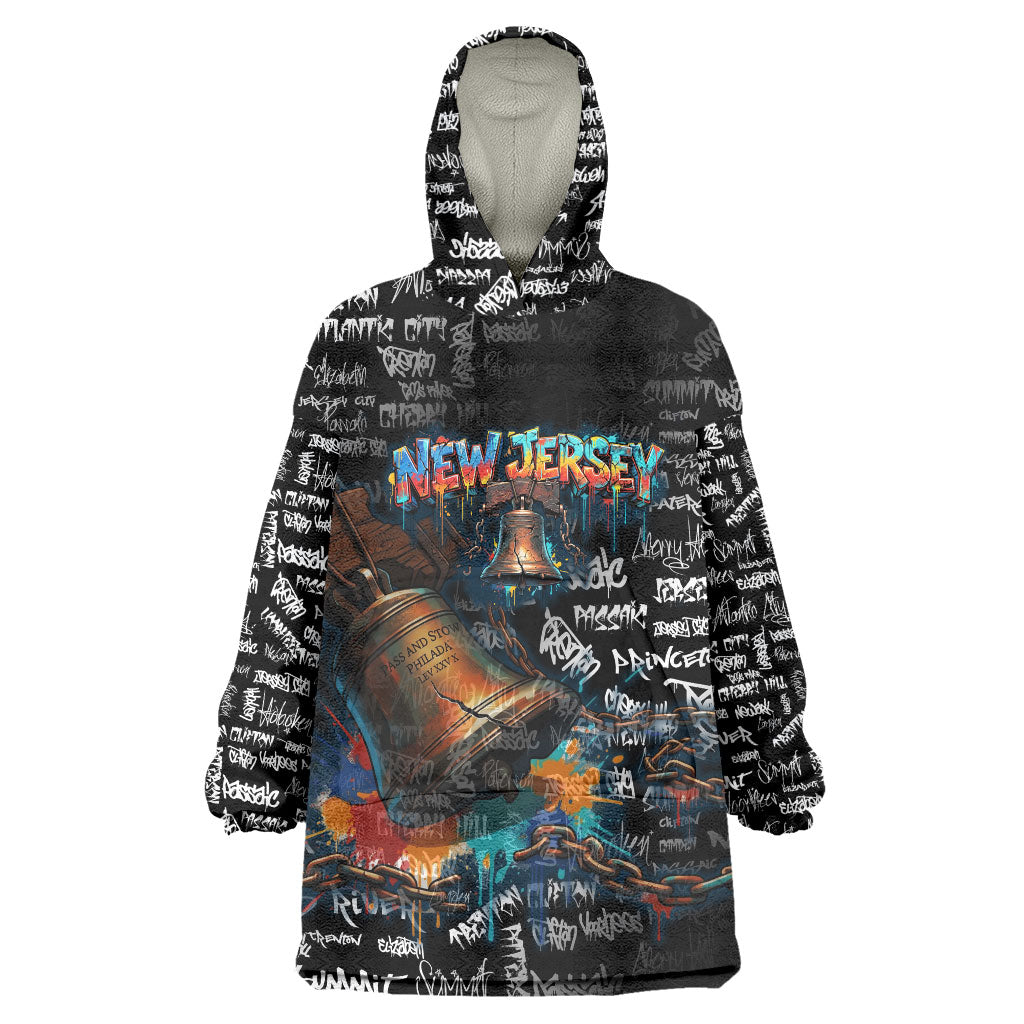 Personalized New Jersey Liberty Bell Graffiti Wearable Blanket Hoodie Urban Street Art - Hand Drawn City Tagging