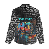 Personalized New Jersey Liberty Bell Graffiti Women Casual Shirt Urban Street Art - Hand Drawn City Tagging