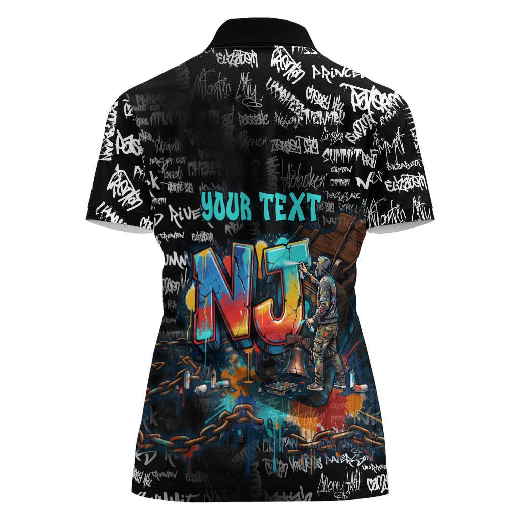 Personalized New Jersey Liberty Bell Graffiti Women Polo Shirt Urban Street Art - Hand Drawn City Tagging