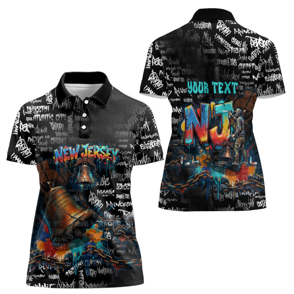 Personalized New Jersey Liberty Bell Graffiti Women Polo Shirt Urban Street Art - Hand Drawn City Tagging