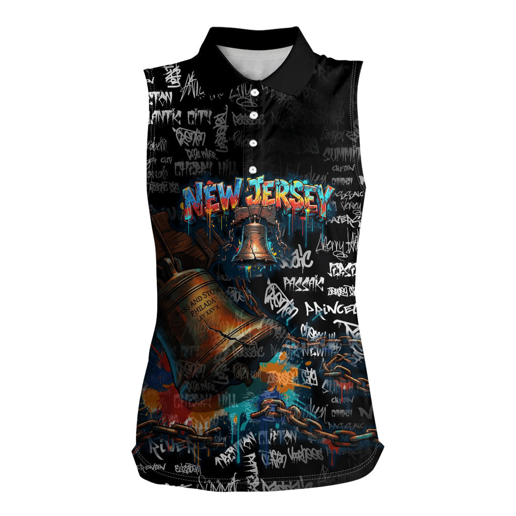 Personalized New Jersey Liberty Bell Graffiti Women Sleeveless Polo Shirt Urban Street Art - Hand Drawn City Tagging