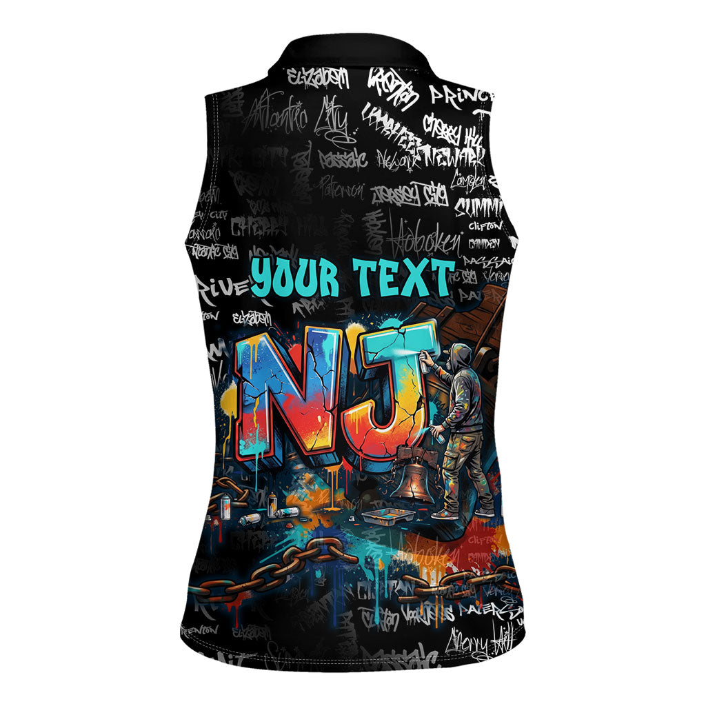 Personalized New Jersey Liberty Bell Graffiti Women Sleeveless Polo Shirt Urban Street Art - Hand Drawn City Tagging