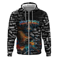 Personalized New Jersey Liberty Bell Graffiti Zip Hoodie Urban Street Art - Hand Drawn City Tagging