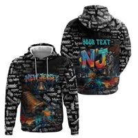Personalized New Jersey Liberty Bell Graffiti Zip Hoodie Urban Street Art - Hand Drawn City Tagging