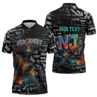 Personalized New Jersey Liberty Bell Graffiti Zipper Polo Shirt Urban Street Art - Hand Drawn City Tagging