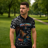 Personalized New Jersey Liberty Bell Graffiti Zipper Polo Shirt Urban Street Art - Hand Drawn City Tagging