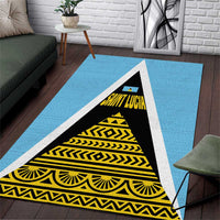 Saint Lucia Tribal Triangle Design Area Rug with Flag Colors and The Land The People The Light Quote - Wonder Print Shop