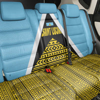 Saint Lucia Tribal Triangle Design Back Car Seat Cover with Flag Colors and The Land The People The Light Quote - Wonder Print Shop