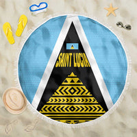 Saint Lucia Tribal Triangle Design Beach Blanket with Flag Colors and The Land The People The Light Quote - Wonder Print Shop