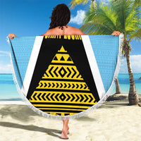 Saint Lucia Tribal Triangle Design Beach Blanket with Flag Colors and The Land The People The Light Quote - Wonder Print Shop