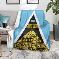 Saint Lucia Tribal Triangle Design Blanket with Flag Colors and The Land The People The Light Quote - Wonder Print Shop