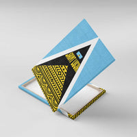 Saint Lucia Tribal Triangle Design Canvas Wall Art with Flag Colors and The Land The People The Light Quote - Wonder Print Shop
