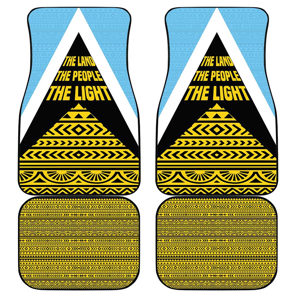 Saint Lucia Tribal Triangle Design Car Mats with Flag Colors and The Land The People The Light Quote - Wonder Print Shop