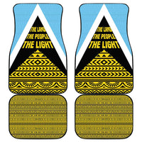 Saint Lucia Tribal Triangle Design Car Mats with Flag Colors and The Land The People The Light Quote - Wonder Print Shop