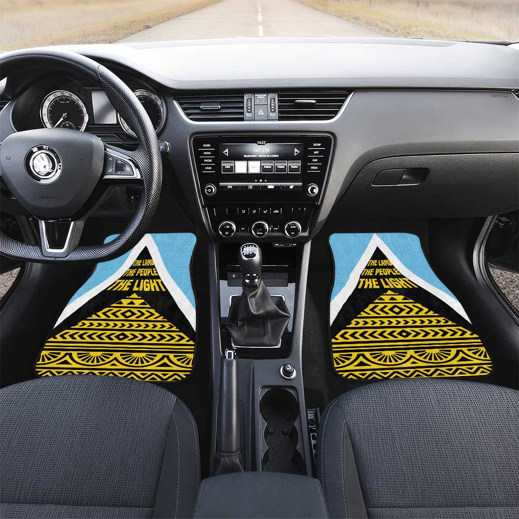 Saint Lucia Tribal Triangle Design Car Mats with Flag Colors and The Land The People The Light Quote - Wonder Print Shop