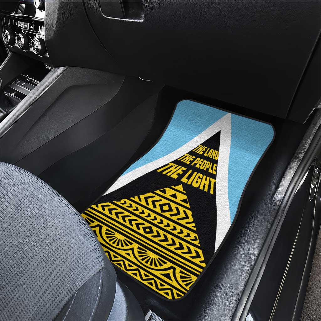 Saint Lucia Tribal Triangle Design Car Mats with Flag Colors and The Land The People The Light Quote - Wonder Print Shop