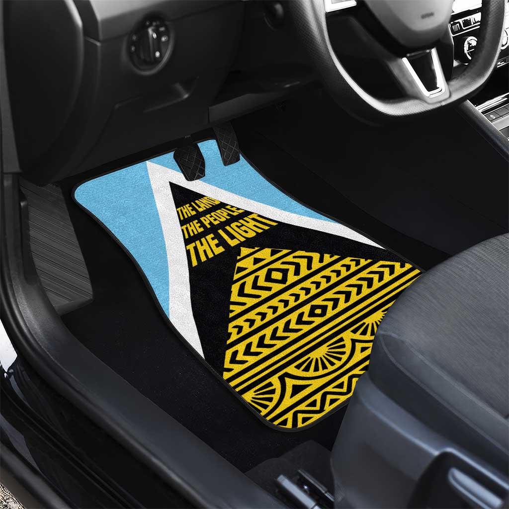 Saint Lucia Tribal Triangle Design Car Mats with Flag Colors and The Land The People The Light Quote - Wonder Print Shop