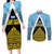 Saint Lucia Tribal Triangle Design Couples Matching Long Sleeve Bodycon Dress and Long Sleeve Button Shirt with Flag Colors and The Land The People The Light Quote - Wonder Print Shop