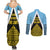 Saint Lucia Tribal Triangle Design Couples Matching Summer Maxi Dress and Long Sleeve Button Shirt with Flag Colors and The Land The People The Light Quote - Wonder Print Shop