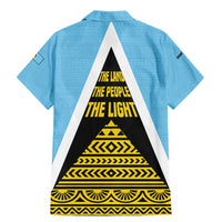 Saint Lucia Tribal Triangle Design Family Matching Mermaid Dress and Hawaiian Shirt with Flag Colors and The Land The People The Light Quote - Wonder Print Shop