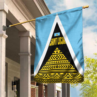 Saint Lucia Tribal Triangle Design Garden Flag with Flag Colors and The Land The People The Light Quote - Wonder Print Shop
