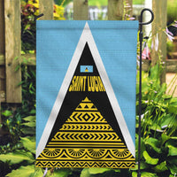 Saint Lucia Tribal Triangle Design Garden Flag with Flag Colors and The Land The People The Light Quote - Wonder Print Shop