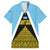 Saint Lucia Tribal Triangle Design Hawaiian Shirt with Flag Colors and The Land The People The Light Quote - Wonder Print Shop