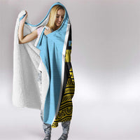 Saint Lucia Tribal Triangle Design Hooded Blanket with Flag Colors and The Land The People The Light Quote - Wonder Print Shop