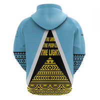 Saint Lucia Tribal Triangle Design Hoodie with Flag Colors and The Land The People The Light Quote - Wonder Print Shop