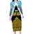 Saint Lucia Tribal Triangle Design Long Sleeve Bodycon Dress with Flag Colors and The Land The People The Light Quote - Wonder Print Shop