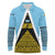 Saint Lucia Tribal Triangle Design Long Sleeve Polo Shirt with Flag Colors and The Land The People The Light Quote - Wonder Print Shop