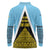 Saint Lucia Tribal Triangle Design Long Sleeve Polo Shirt with Flag Colors and The Land The People The Light Quote - Wonder Print Shop