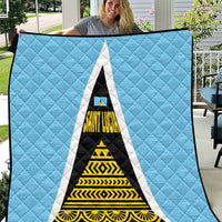 Saint Lucia Tribal Triangle Design Quilt with Flag Colors and The Land The People The Light Quote - Wonder Print Shop