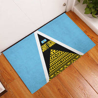 Saint Lucia Tribal Triangle Design Rubber Doormat with Flag Colors and The Land The People The Light Quote - Wonder Print Shop