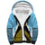 Saint Lucia Tribal Triangle Design Sherpa Hoodie with Flag Colors and The Land The People The Light Quote - Wonder Print Shop