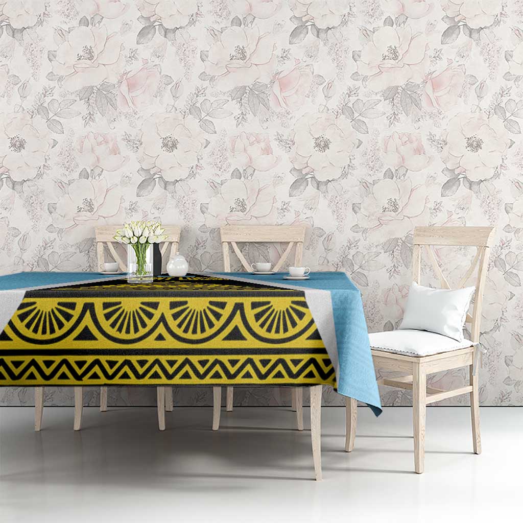 Saint Lucia Tribal Triangle Design Tablecloth with Flag Colors and The Land The People The Light Quote - Wonder Print Shop