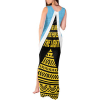 Saint Lucia Tribal Triangle Design Tank Maxi Dress with Flag Colors and The Land The People The Light Quote - Wonder Print Shop