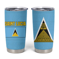 Saint Lucia Tribal Triangle Design Tumbler Cup with Flag Colors and The Land The People The Light Quote - Wonder Print Shop