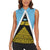 Saint Lucia Tribal Triangle Design Women Sleeveless Polo Shirt with Flag Colors and The Land The People The Light Quote - Wonder Print Shop