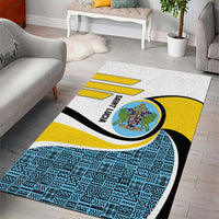 Saint Lucia Modern Tribal Crest Design Area Rug with Flag Colors and Bold Text Layout - Wonder Print Shop