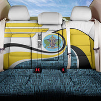 Saint Lucia Modern Tribal Crest Design Back Car Seat Cover with Flag Colors and Bold Text Layout - Wonder Print Shop