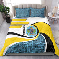 Saint Lucia Modern Tribal Crest Design Bedding Set with Flag Colors and Bold Text Layout - Wonder Print Shop