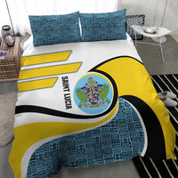 Saint Lucia Modern Tribal Crest Design Bedding Set with Flag Colors and Bold Text Layout - Wonder Print Shop
