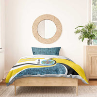 Saint Lucia Modern Tribal Crest Design Bedding Set with Flag Colors and Bold Text Layout - Wonder Print Shop