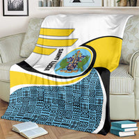 Saint Lucia Modern Tribal Crest Design Blanket with Flag Colors and Bold Text Layout - Wonder Print Shop